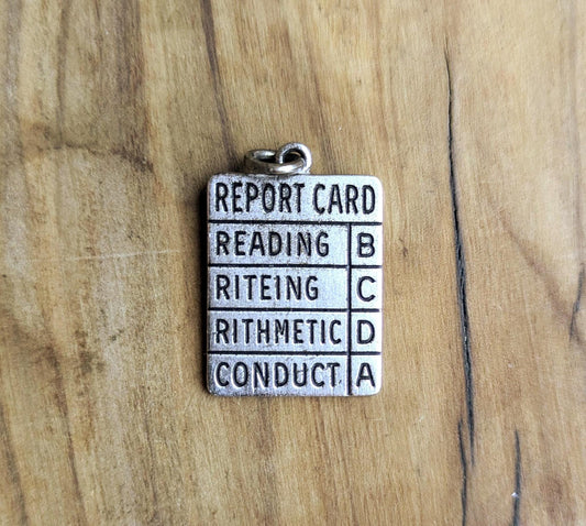 Vintage Wells Sterling Poor Report Card Charm - Stamped and Tested Sterling Silver - Vintage Report Card Charm