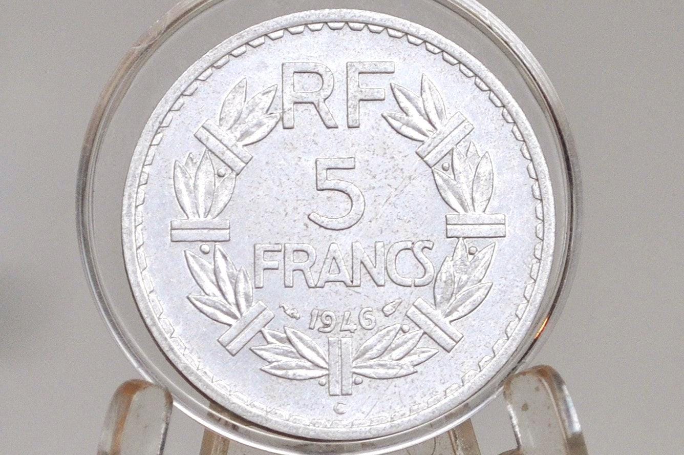 Rare 1946-C French 5 Franc Coin - AU+ Condition - 1940s Five Franc - Castelsarrasin Mint - Fourth Republic of France Franc -