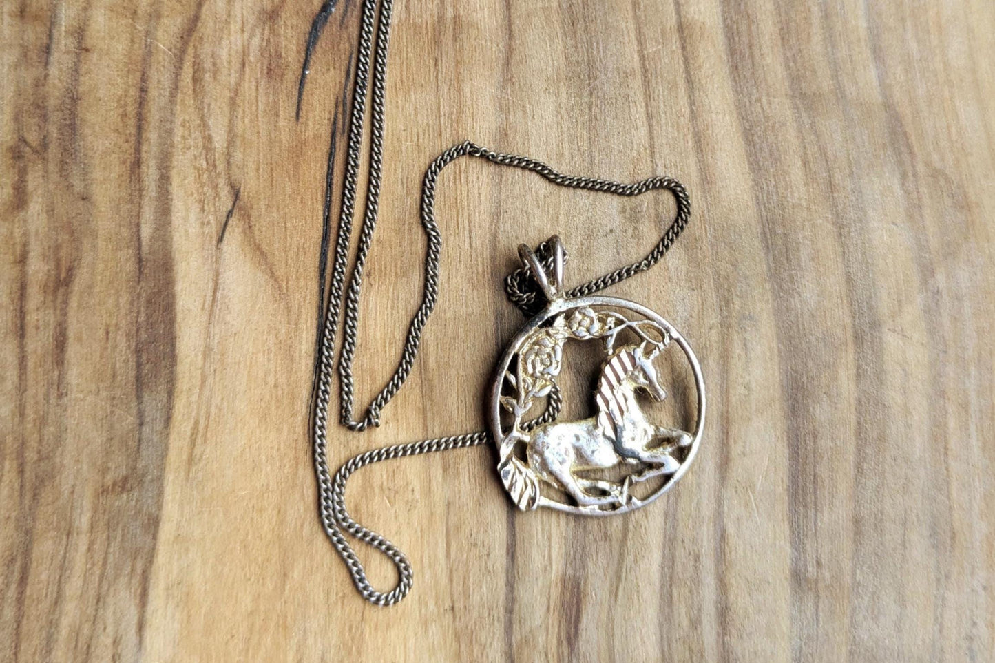 Sterling Silver Floral Unicorn Necklace - 18.5 Inches - Stamped and Tested Sterling Silver - Mythical Jewelry