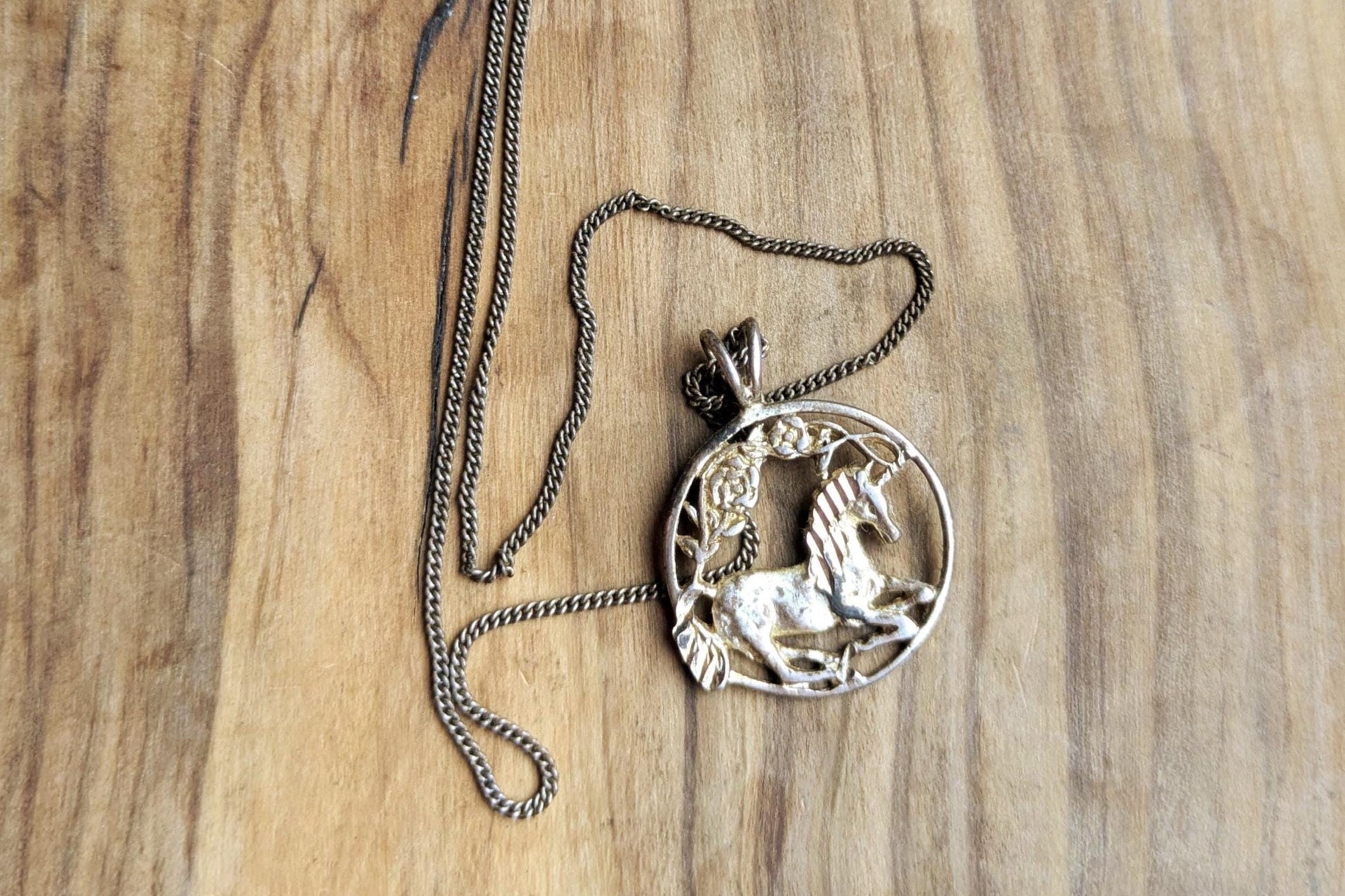 Sterling Silver Floral Unicorn Necklace - 18.5 Inches - Stamped and Tested Sterling Silver - Mythical Jewelry