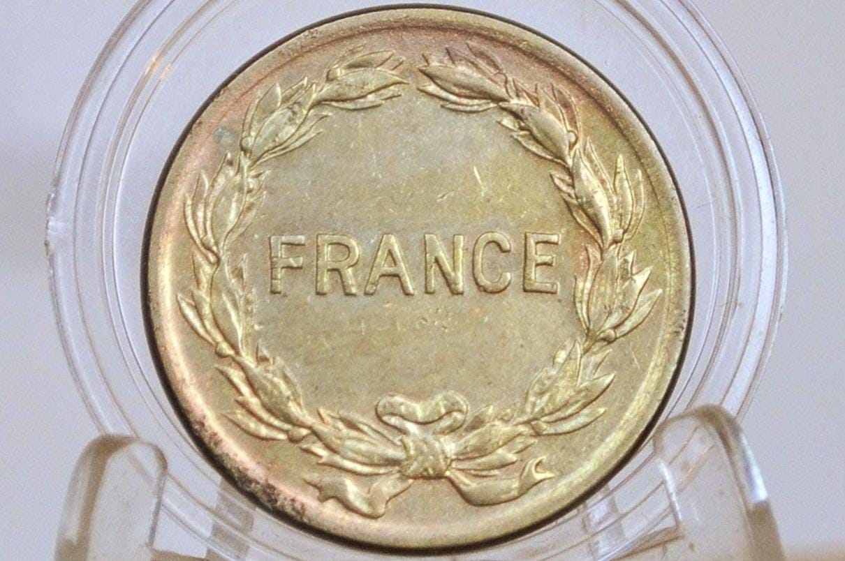 1944 French 2 Franc Coin - Great Condition - WWII Emergency Coinage - Allied French Occupation 2 Francs -