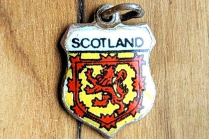 Sterling Silver Scotland Coat of Arms Charm - Stamped and Tested Sterling Silver - Enamel Souvenir Charm
