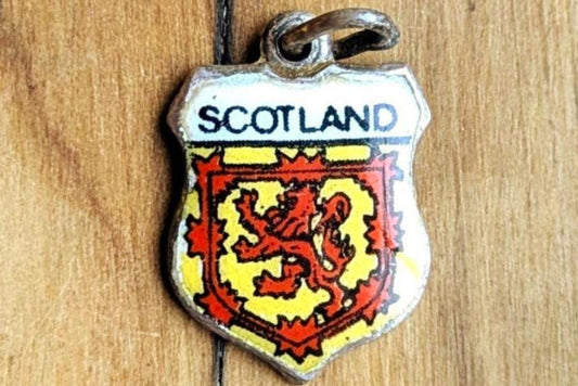 Sterling Silver Scotland Coat of Arms Charm - Stamped and Tested Sterling Silver - Enamel Souvenir Charm