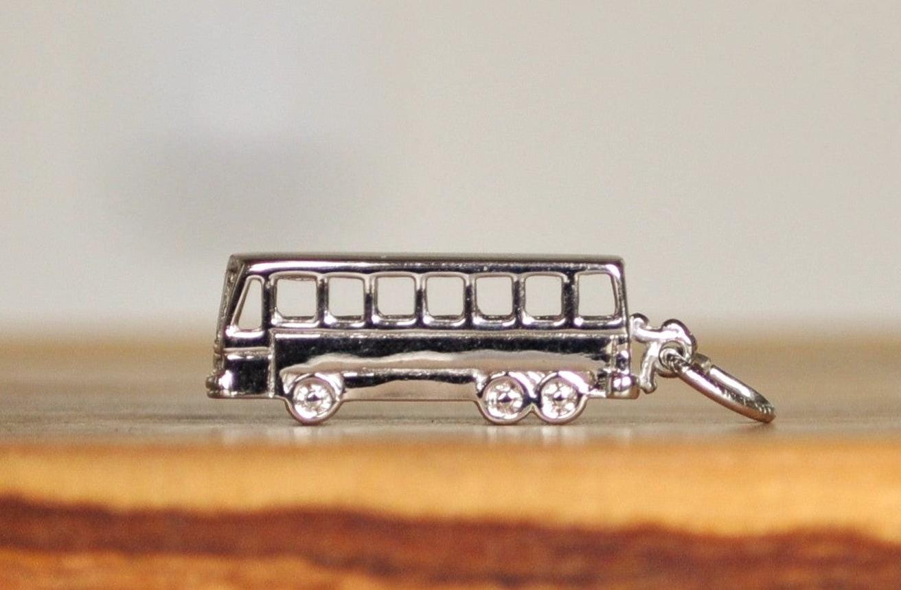 Sterling Silver Rembrandt Bus Charm - Stamped and Tested Sterling Silver - Solid 3D Sterling Bus