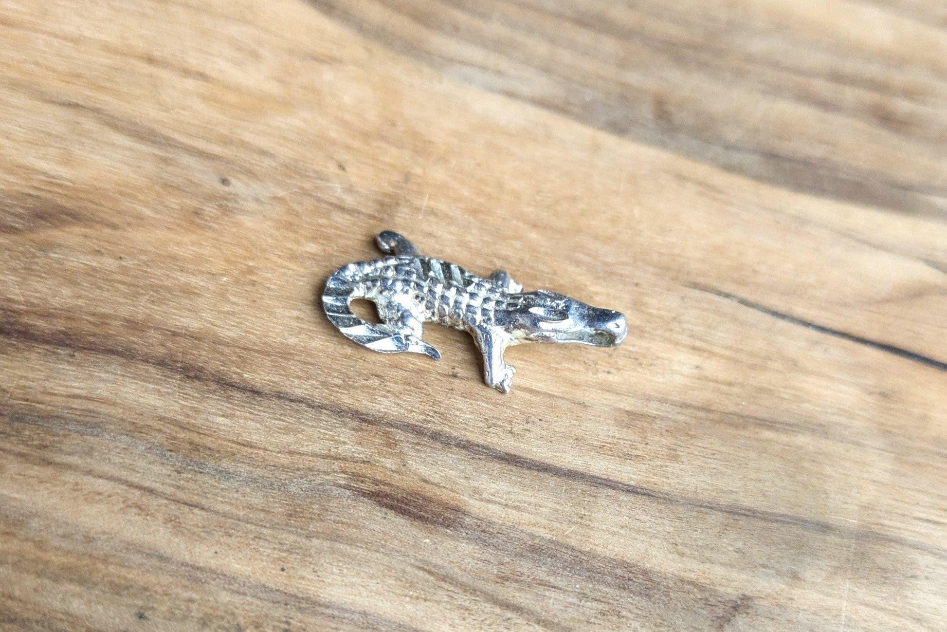 Sterling Silver Alligator/Crocodile Charm - Stamped and Tested Sterling Silver - Animal Jewelry
