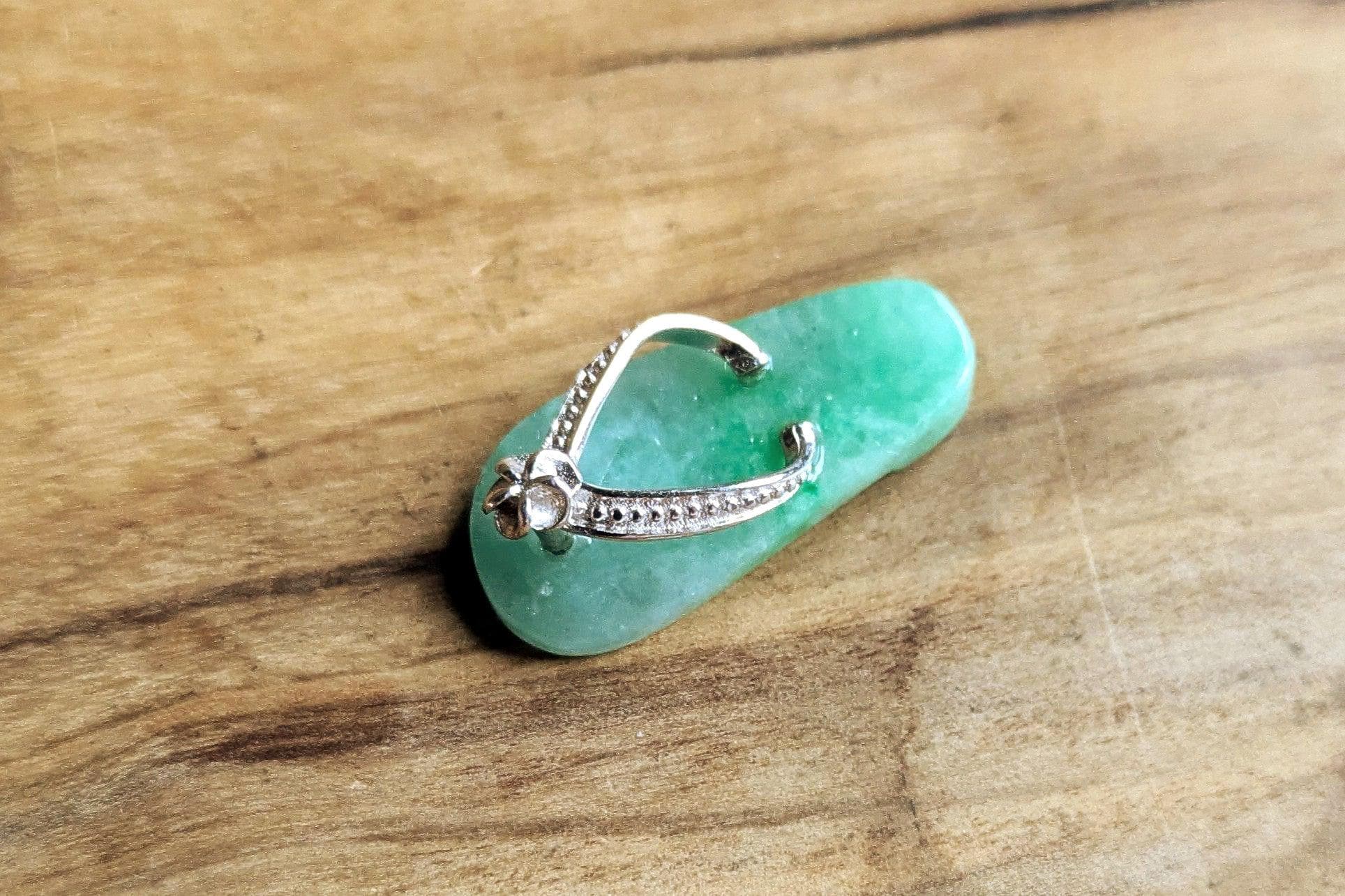 Sterling Silver Jade Sole Sandal Charm - Tested Sterling Silver - Small Slipper/Flip-Flop Charm