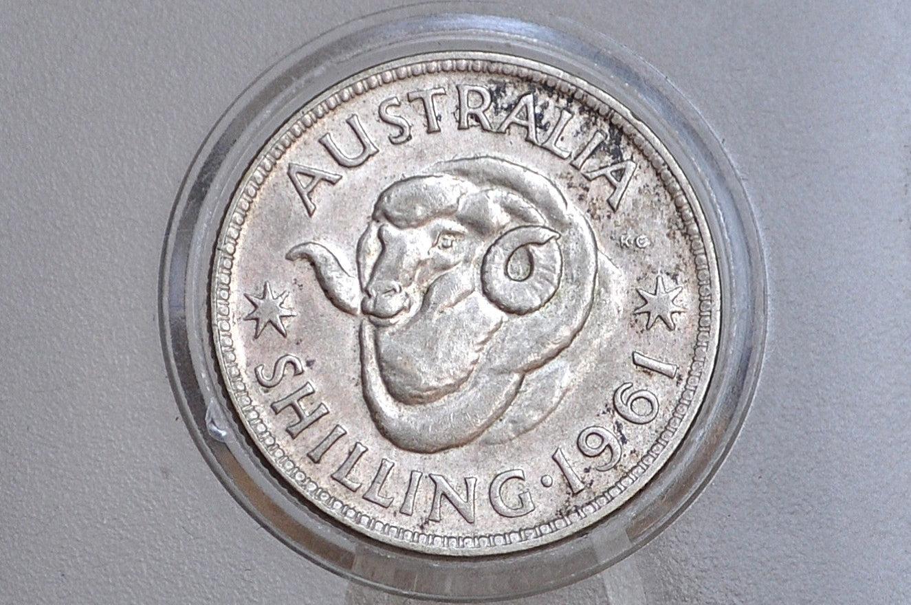 1961 Australia Silver Shilling 1961 One Shilling - XF Condition - Queen Elizabeth II - 1 Shilling 1961 Silver Australian Silver Shilling -