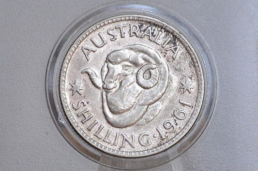 1961 Australia Silver Shilling 1961 One Shilling - XF Condition - Queen Elizabeth II - 1 Shilling 1961 Silver Australian Silver Shilling -