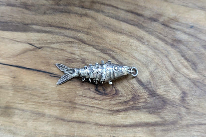 Sterling Silver Articulated Wiggling Koi Fish Pendant - Tested Sterling Silver - Moveable Sterling Charm