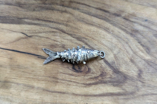 Sterling Silver Articulated Wiggling Koi Fish Pendant - Tested Sterling Silver - Moveable Sterling Charm