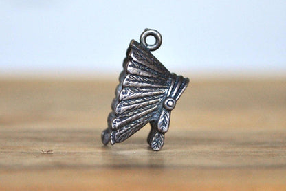 Sterling Silver Native American Headdress Pendant - Stamped and Tested Sterling Silver - Rare Native American Jewelry