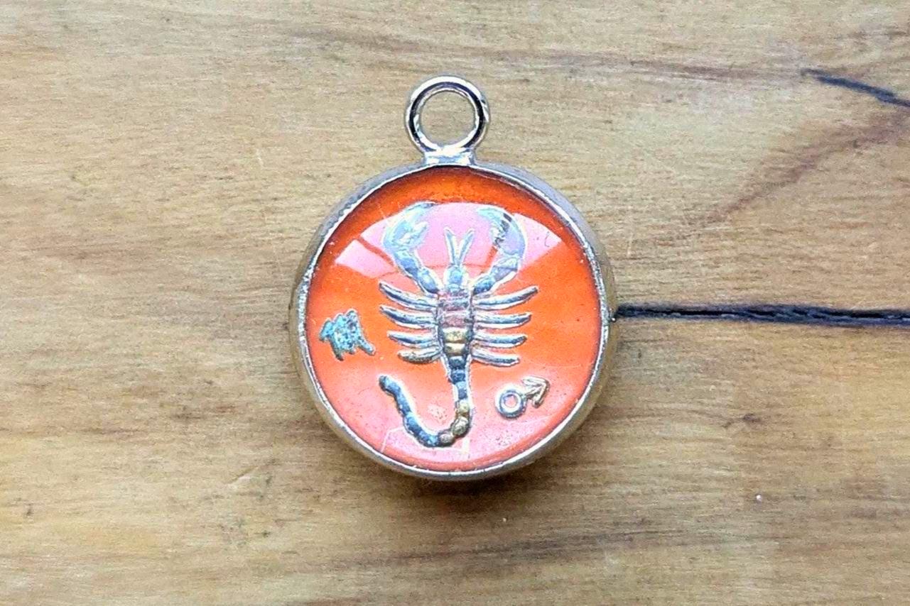 Sterling Silver Lucite Scorpio Pendant - Tested Sterling Silver - Astrology Pendant