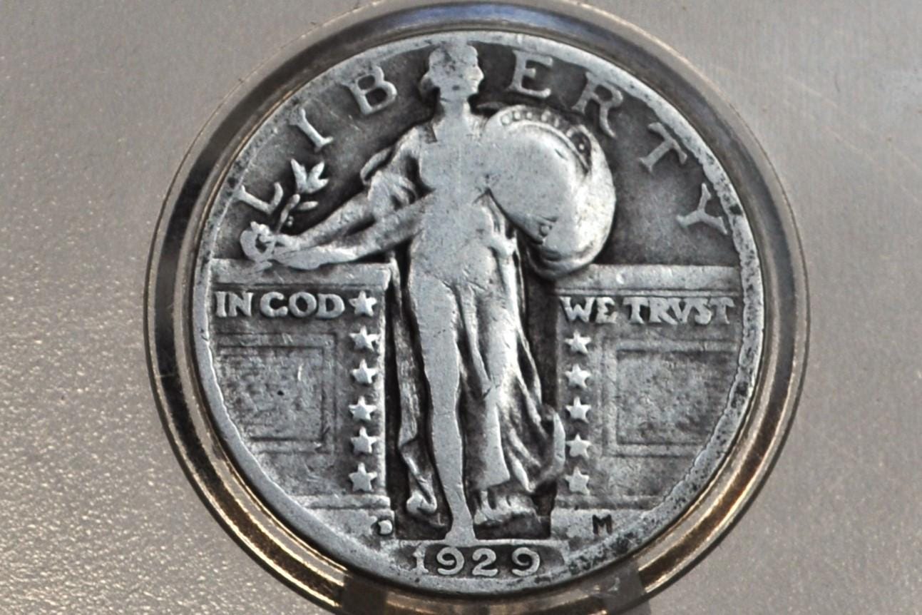 1929 D Standing Liberty Silver Quarter - Choose by Grade / Condition - Denver Mint 1929 US Quarter Liberty Standing 1929D