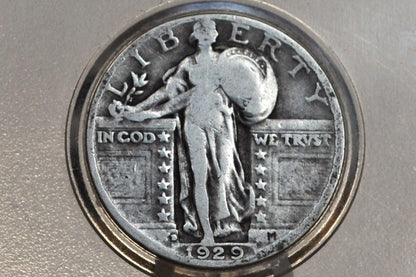 1929 D Standing Liberty Silver Quarter - Choose by Grade / Condition - Denver Mint 1929 US Quarter Liberty Standing 1929D