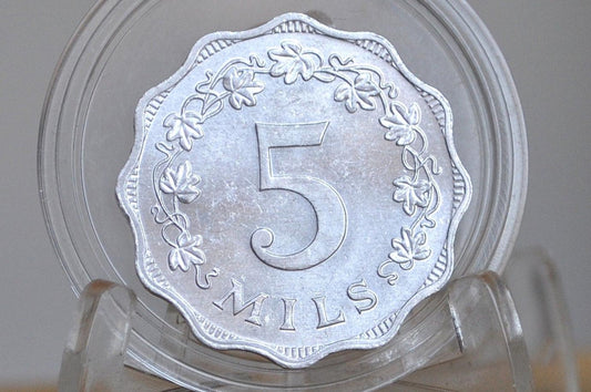 1972 Malta 5 Mil - Maltese Republic Coins - Great Condition - Mediterranean Countries Coin -