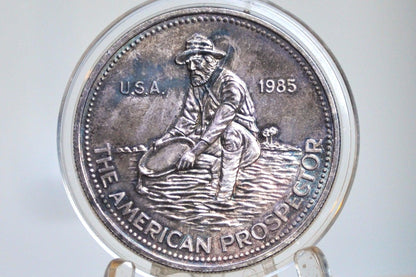 1986 Engelhard American Prospector 1 Oz Silver Round - Beautifully Toned - One Ounce Fine Silver Engelhard 1986 Silver Bullion One Ounce