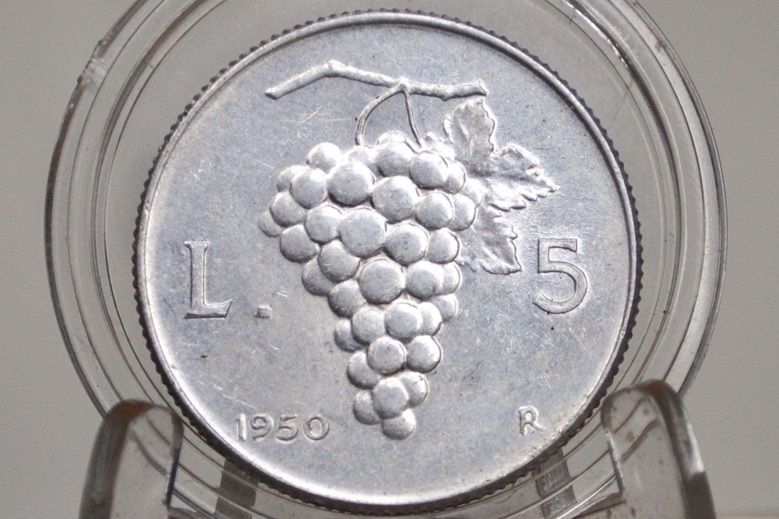 1940s/50s Italian Lira Coins - Luigi Einaudi - Italy 2 Lire, 5 Lire, 10 Lire - Republic of Italy - Great Condition -