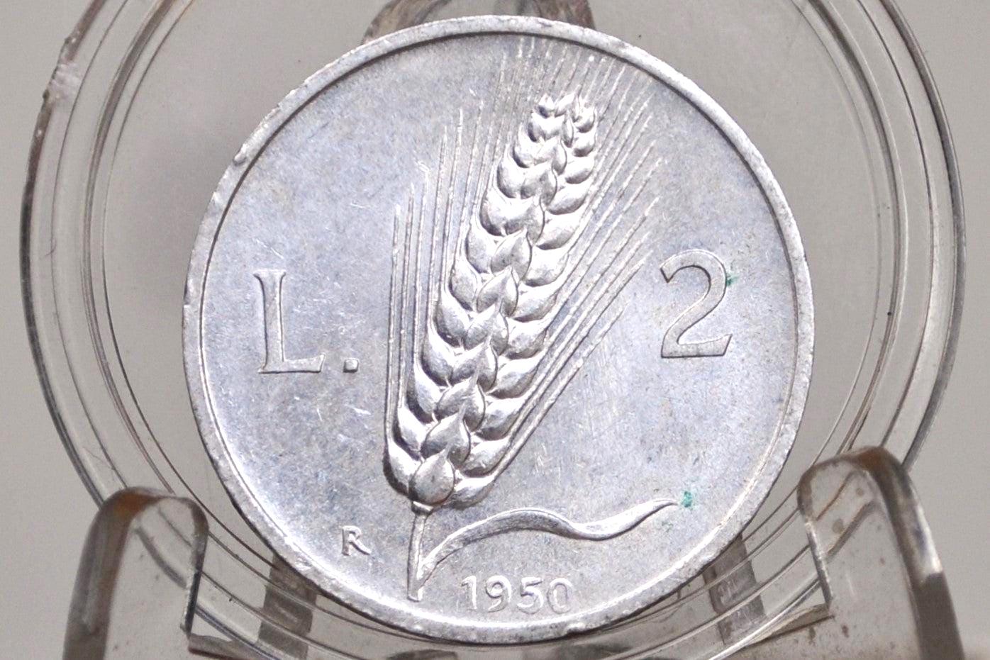 1940s/50s Italian Lira Coins - Luigi Einaudi - Italy 2 Lire, 5 Lire, 10 Lire - Republic of Italy - Great Condition -