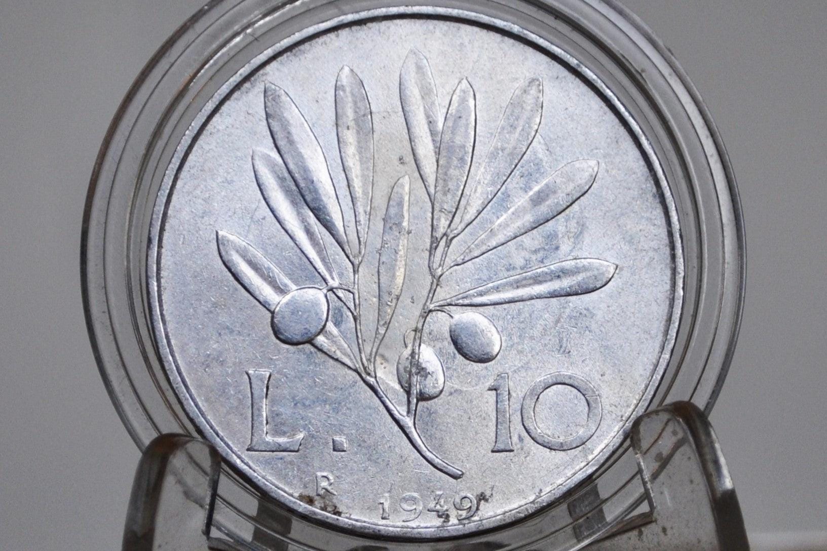 1940s/50s Italian Lira Coins - Luigi Einaudi - Italy 2 Lire, 5 Lire, 10 Lire - Republic of Italy - Great Condition -