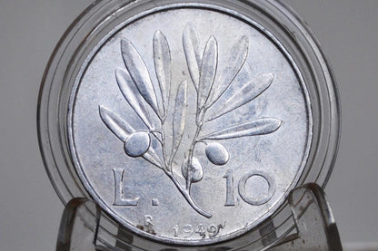 1940s/50s Italian Lira Coins - Luigi Einaudi - Italy 2 Lire, 5 Lire, 10 Lire - Republic of Italy - Great Condition -