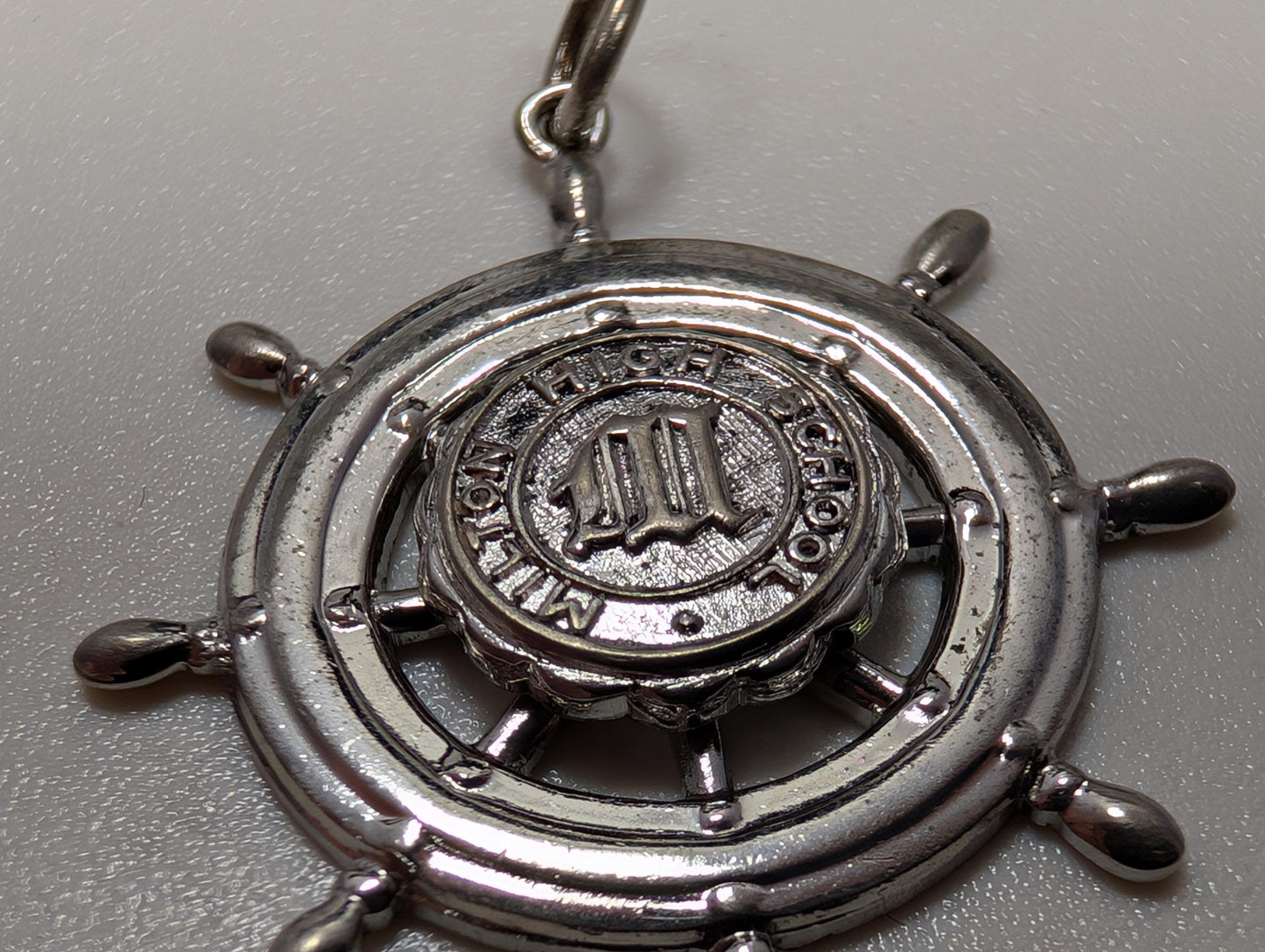 Sterling Silver 1963 Milton High School Senior Prom Pendant - Tested Sterling Silver - Milton, Mass - Ship Wheel Pendant