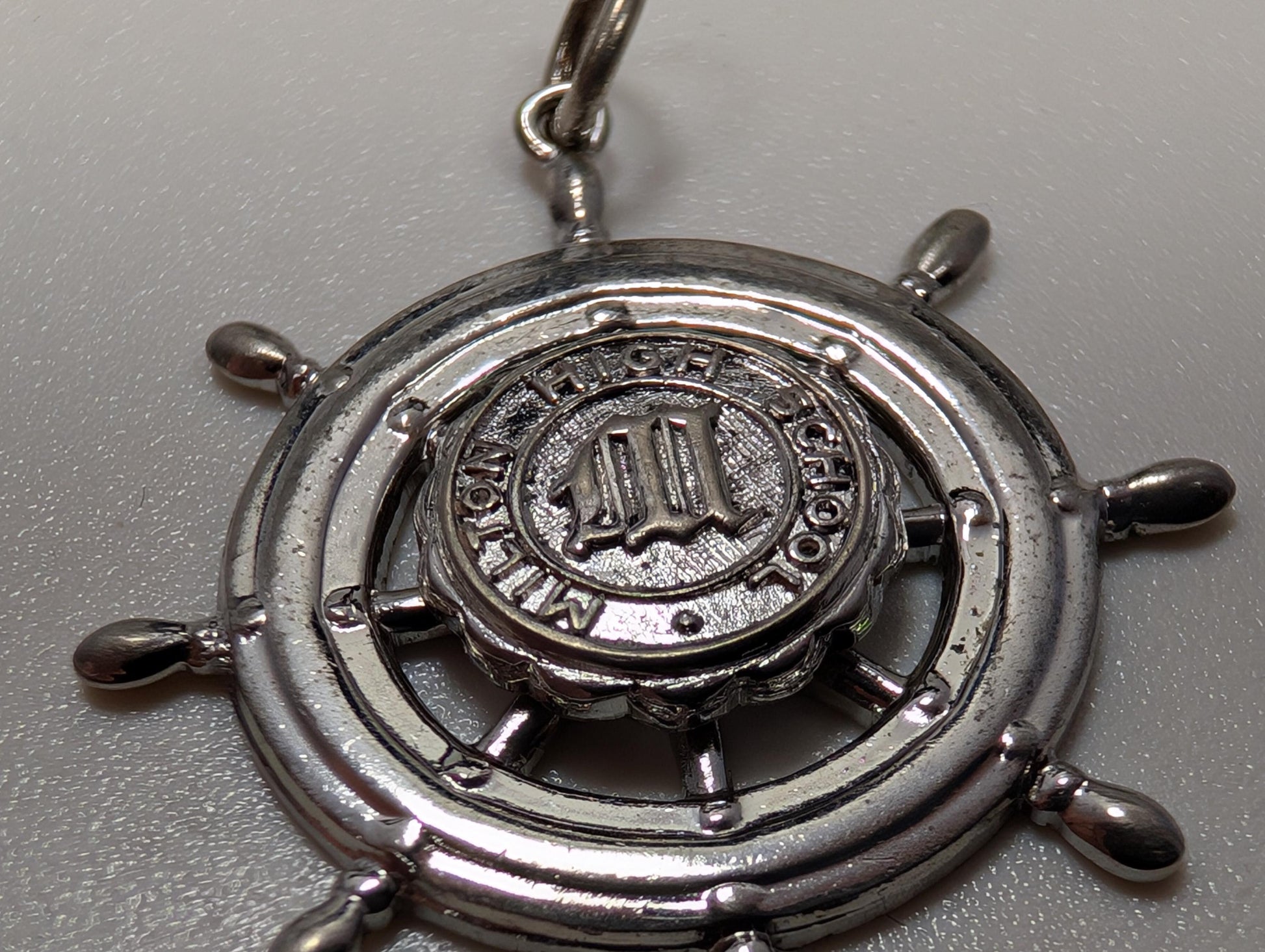 Sterling Silver 1963 Milton High School Senior Prom Pendant - Tested Sterling Silver - Milton, Mass - Ship Wheel Pendant