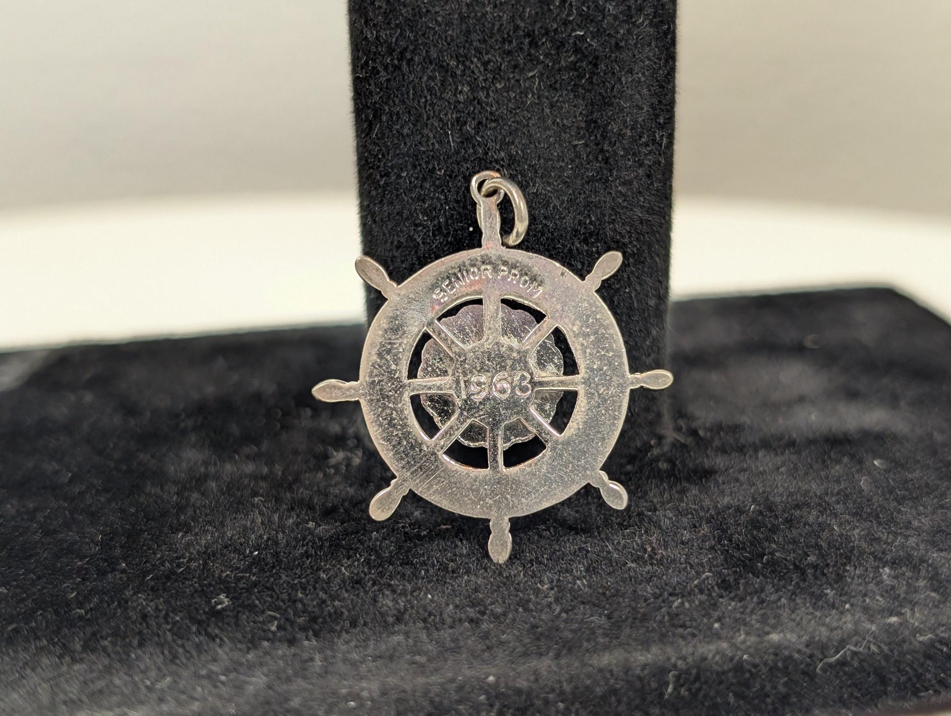 Sterling Silver 1963 Milton High School Senior Prom Pendant - Tested Sterling Silver - Milton, Mass - Ship Wheel Pendant