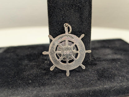 Sterling Silver 1963 Milton High School Senior Prom Pendant - Tested Sterling Silver - Milton, Mass - Ship Wheel Pendant