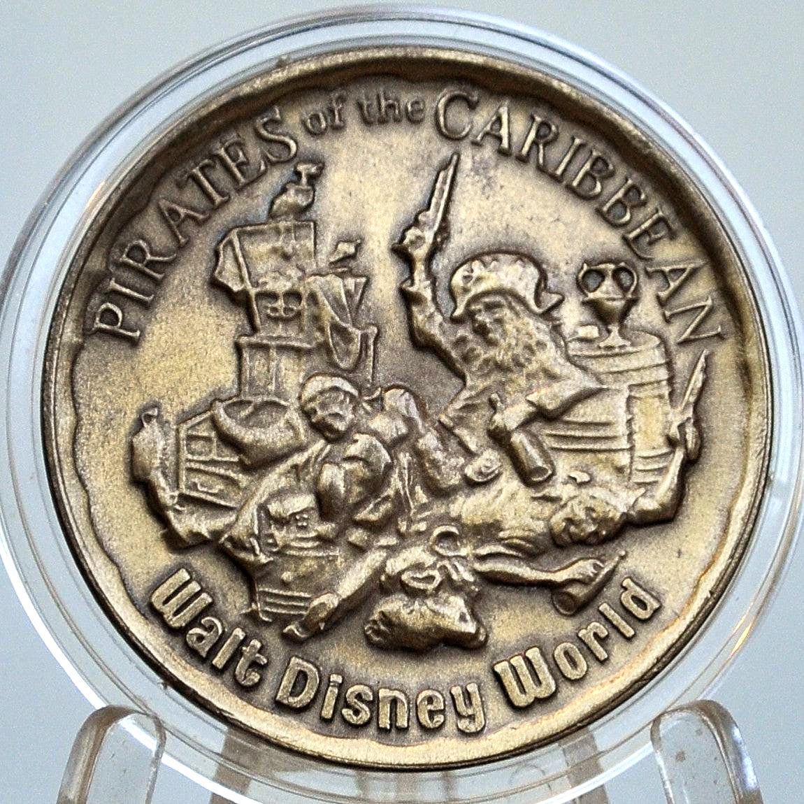 Pirates of the Caribbean Walt Disney World Bronze Collectible - 1970s Vintage Pirates of the Caribbean Walt Disney Productions Bronze Coin