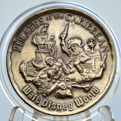 Pirates of the Caribbean Walt Disney World Bronze Collectible - 1970s Vintage Pirates of the Caribbean Walt Disney Productions Bronze Coin