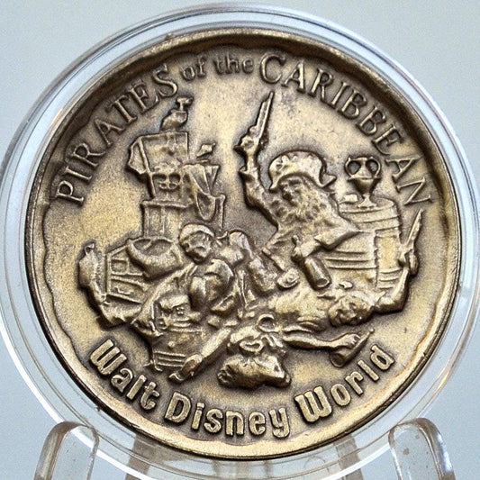 Pirates of the Caribbean Walt Disney World Bronze Collectible - 1970s Vintage Pirates of the Caribbean Walt Disney Productions Bronze Coin