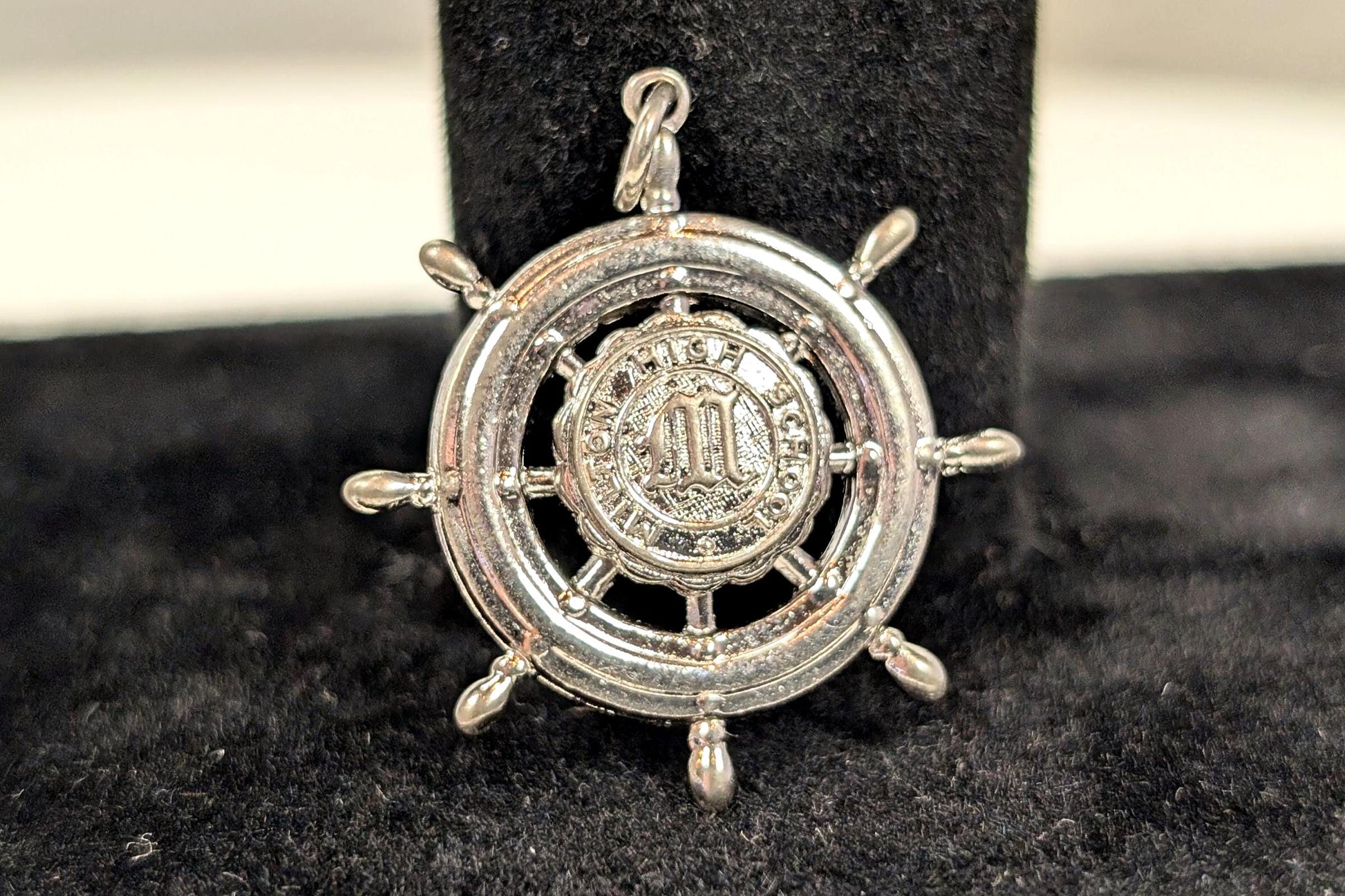 Sterling Silver 1963 Milton High School Senior Prom Pendant - Tested Sterling Silver - Milton, Mass - Ship Wheel Pendant