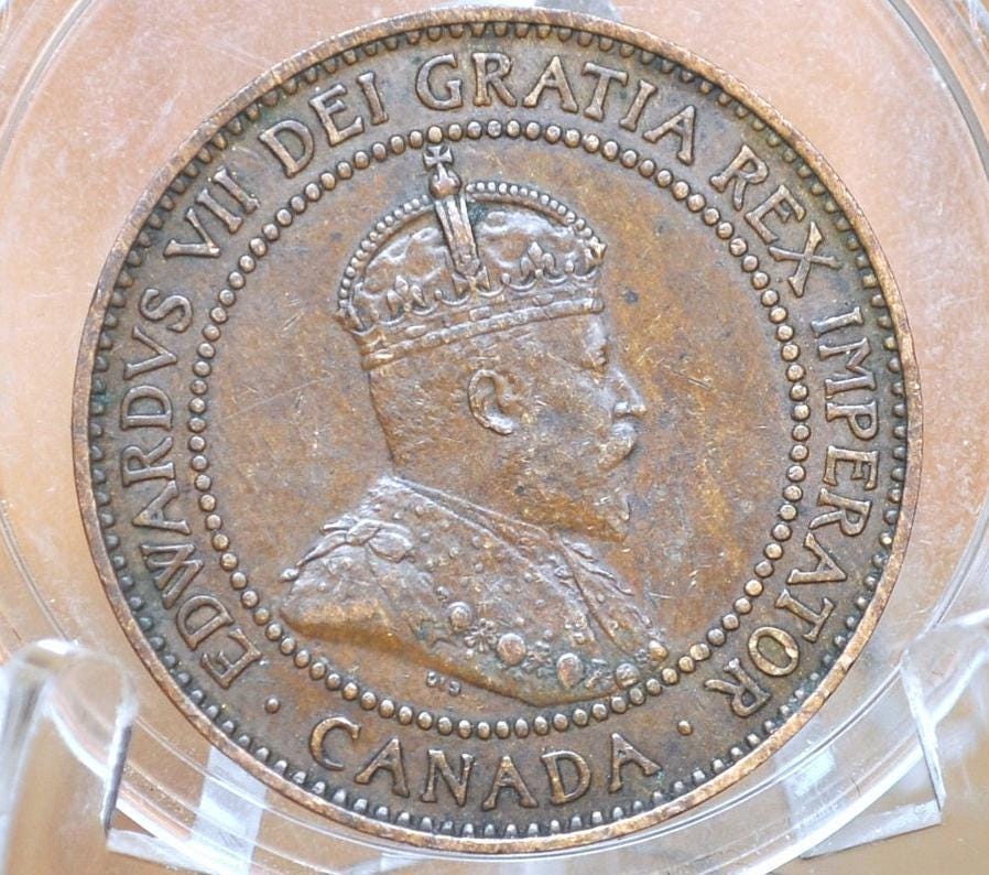 1909 Canadian Cent - Choose by Grade, F-XF (Fine to Extremely Fine) - Edward VII - One Cent Canada 1909 Large Cent - 1909 Canadian Penny