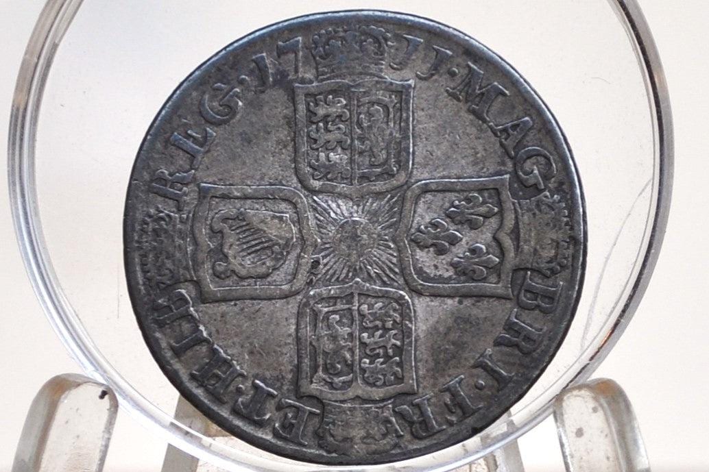 1711 Great Britain Silver 1 Shilling UK One Shilling 1711 - VF - Queen Anne 3rd Bust - 1711 Anna Dei Gratia Sterling Shilling