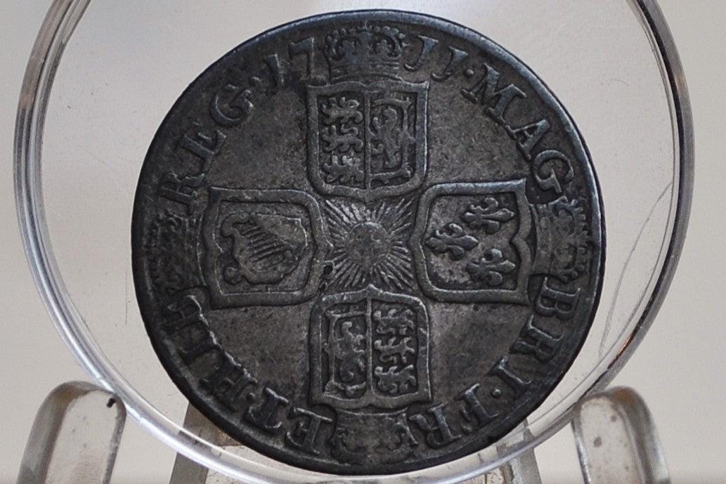 1711 Great Britain Silver 1 Shilling UK One Shilling 1711 - VF - Queen Anne 3rd Bust - 1711 Anna Dei Gratia Sterling Shilling