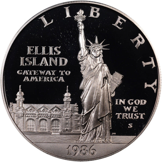 1986-S U.S. Commemorative Silver Proof Ellis Island Liberty Dollar San Francisco