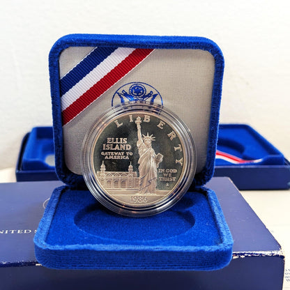 1986-S U.S. Commemorative Silver Proof Ellis Island Liberty Dollar San Francisco