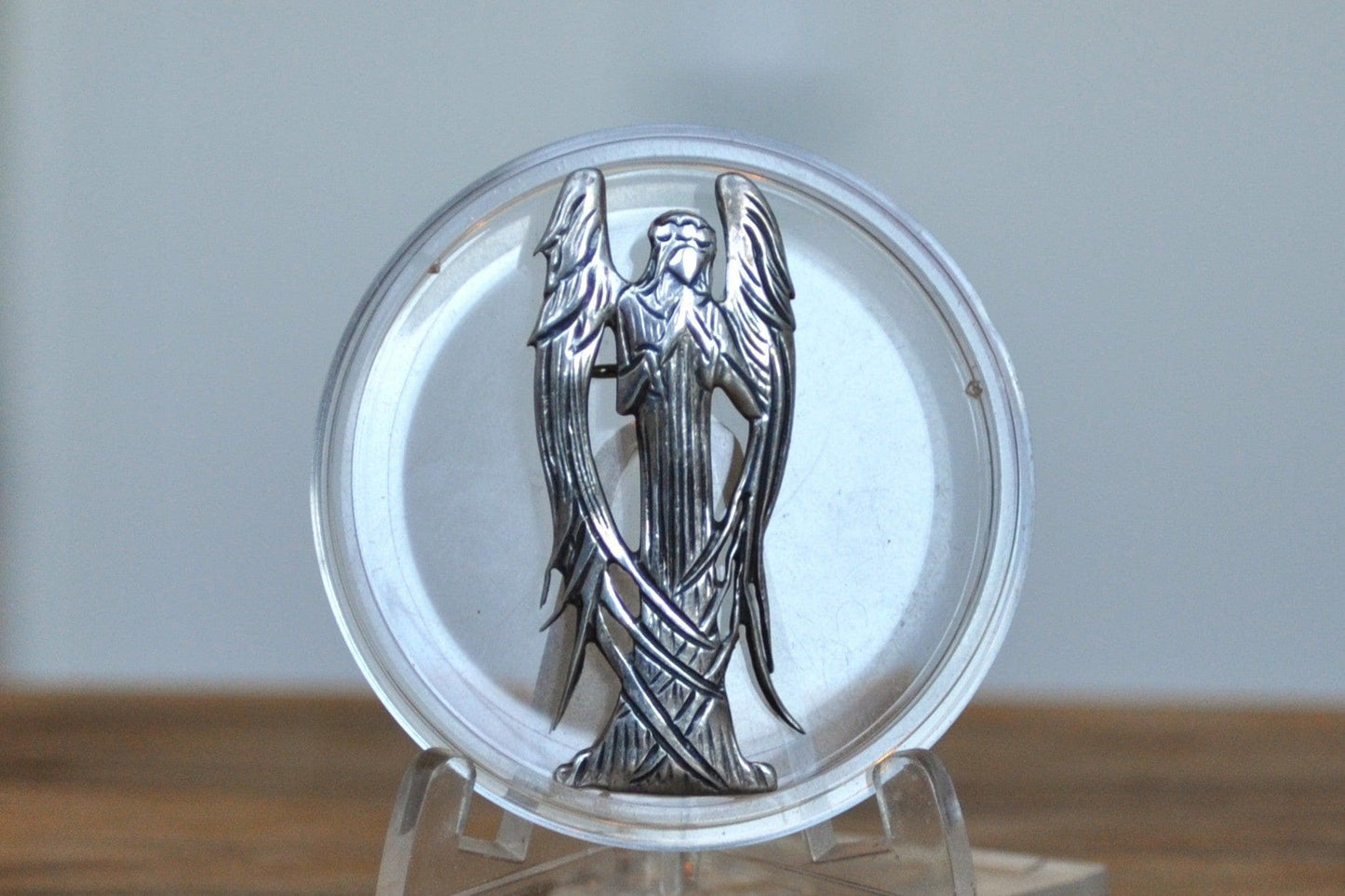 Sterling Silver Beardsley Hand and Hammer Praying Angel Brooch Pin Pendant - Stamped and Tested Sterling Silver - Pendant and Pin - Religiou