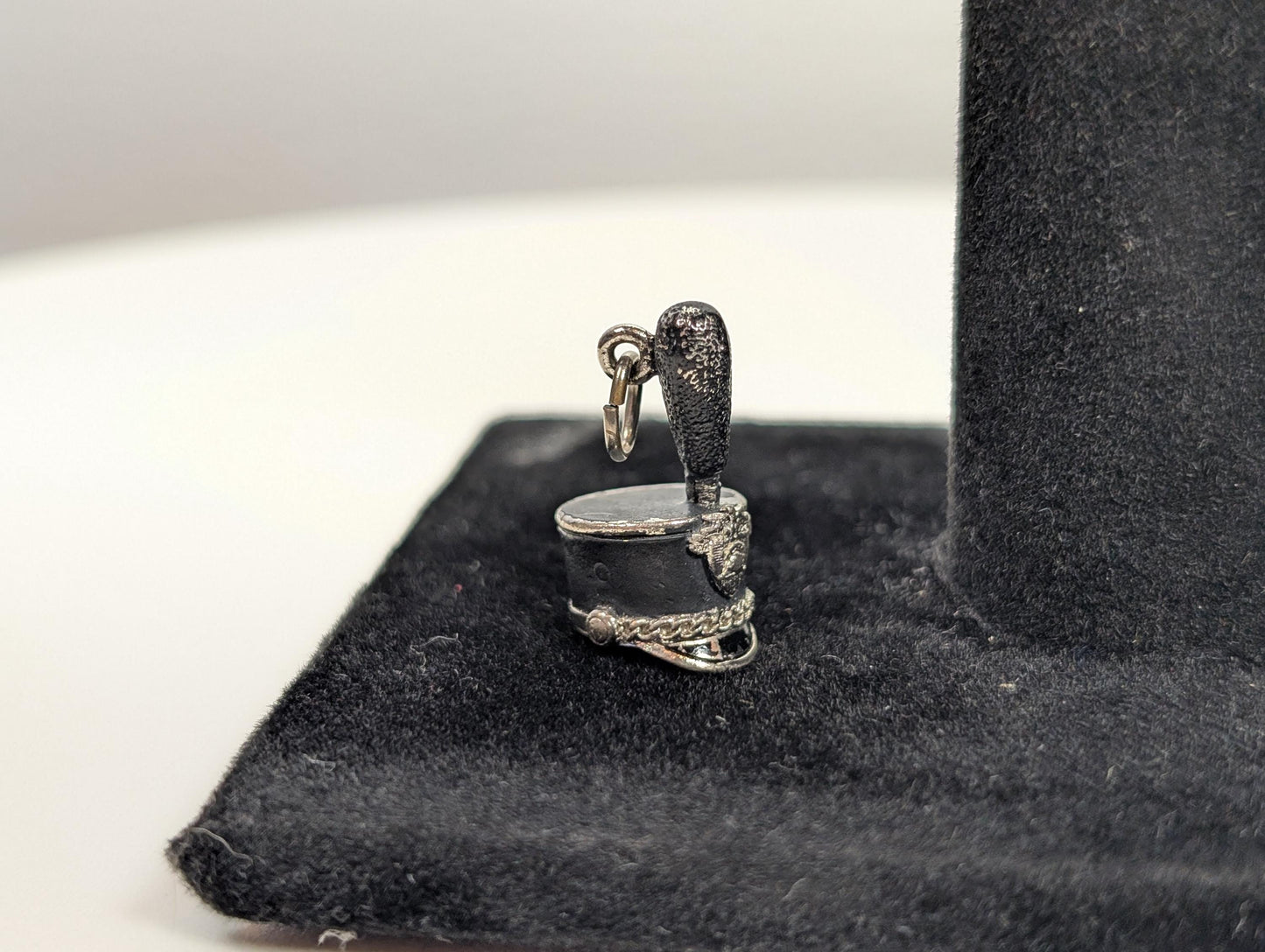 Sterling Silver Marching Band Hat Pendant - Tested Sterling Silver - Shako Charm - Kinney Jewelry