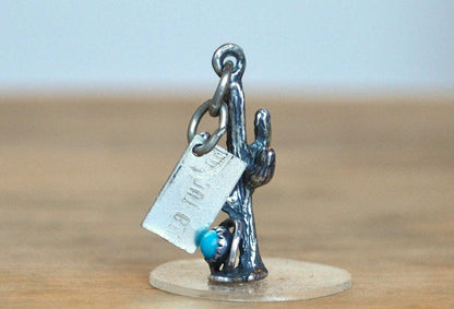 Bell Trading Post Old Tucson Turquoise Cactus Pendant - Stamped and Tested Sterling Silver - Old Tucson Arizona - Saguaro Charm
