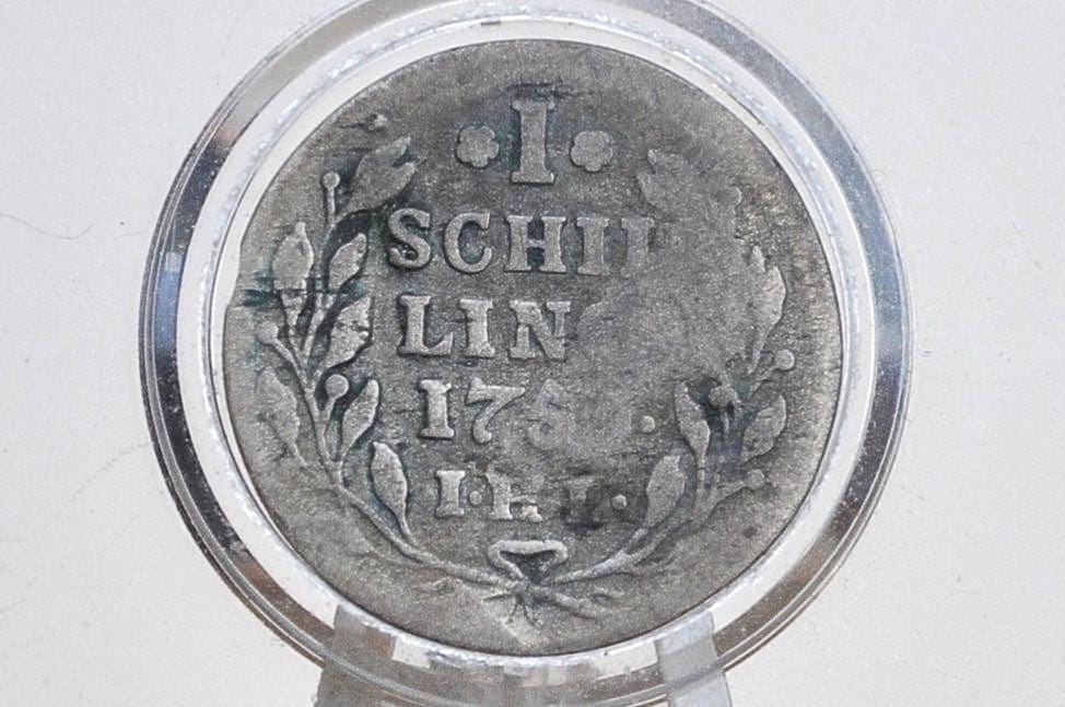 RARE Silver 1759 German States Hamburg One Shilling - Great Condition - Very Old German Coin - .375 Fineness -
