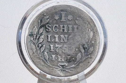 RARE Silver 1759 German States Hamburg One Shilling - Great Condition - Very Old German Coin - .375 Fineness -