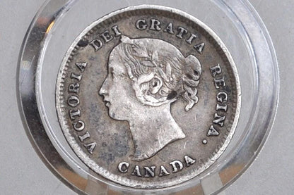 1894 Canadian Silver 5 Cent Coin - VF Detail, Dented - Queen Victoria - Canada 5 Cent Sterling Silver 1894 Canada, Rarer Date, Low Mintage