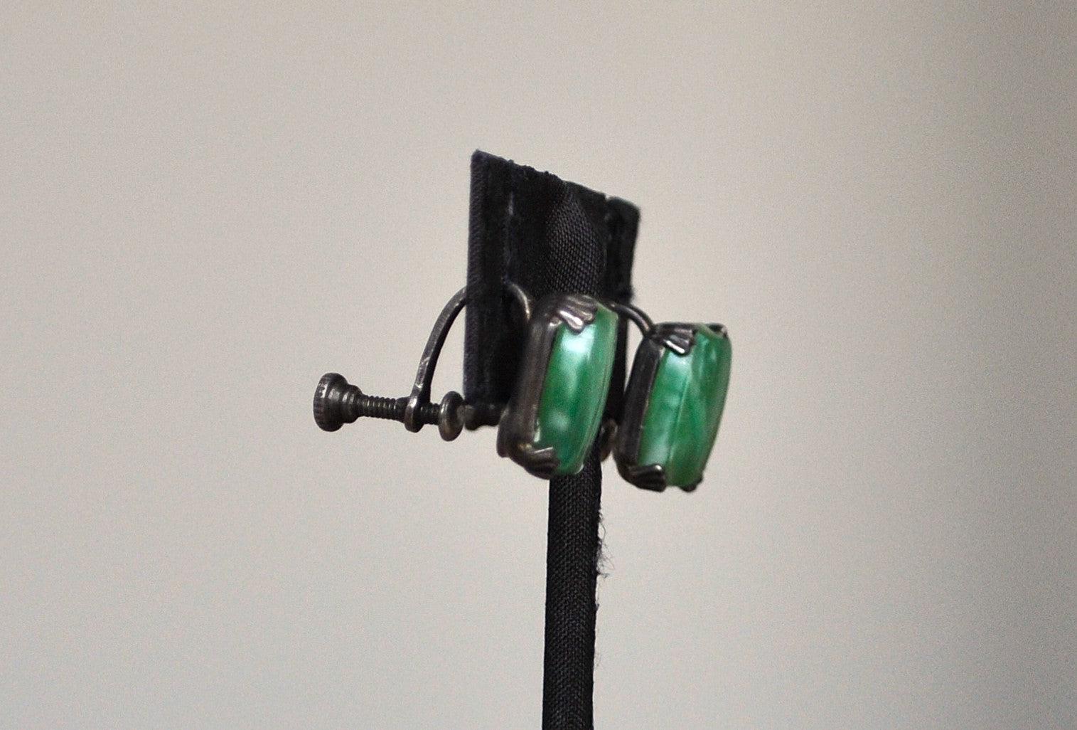 Sterling Silver Peridot Square Earrings - Stamped and Tested Sterling Silver - Peridot Square Earrings