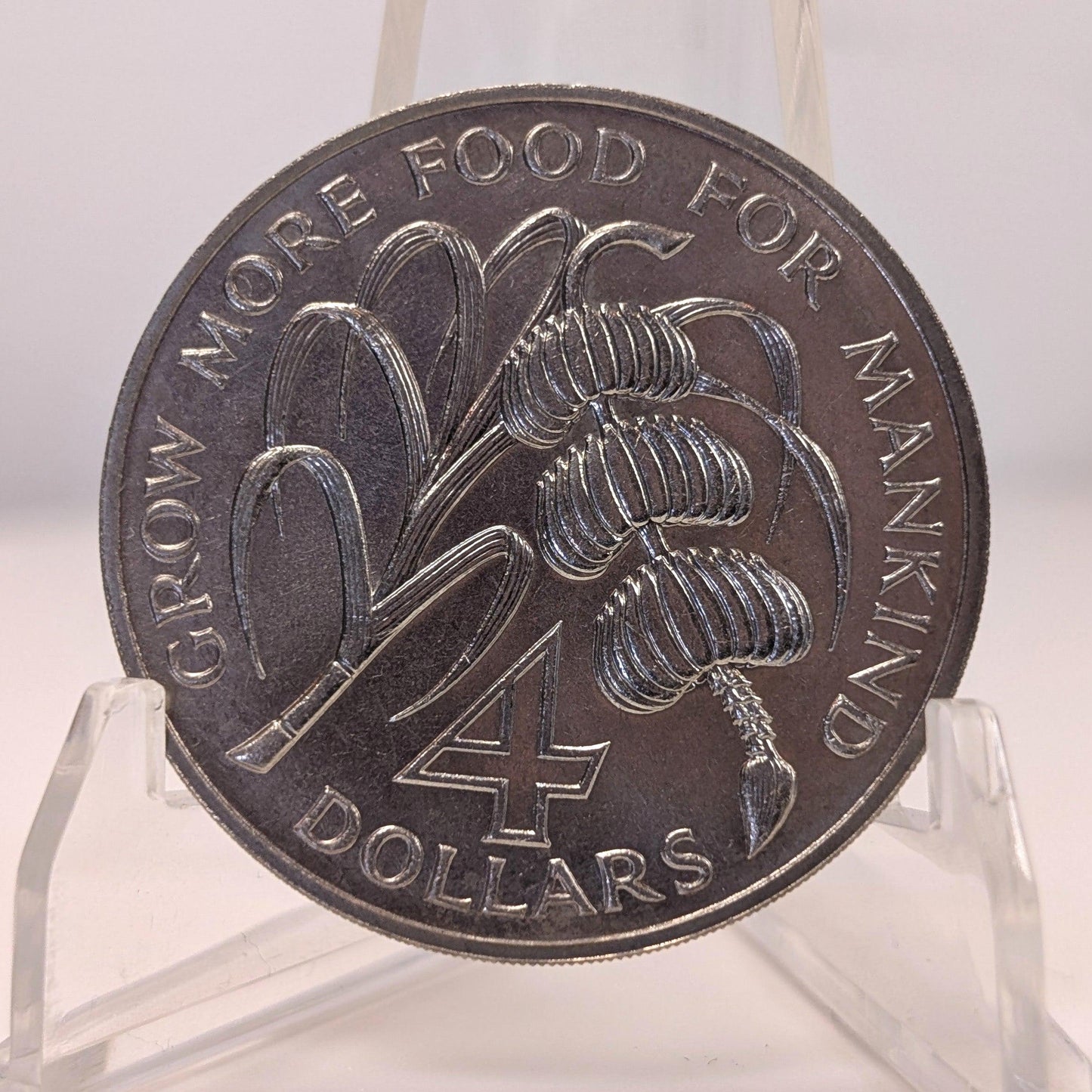 Rare UNC 1970 Dominica 4 Four Dollar Coin - KM# 11 - Queen Elizabeth II - Inauguration of the Caribbean Development Bank