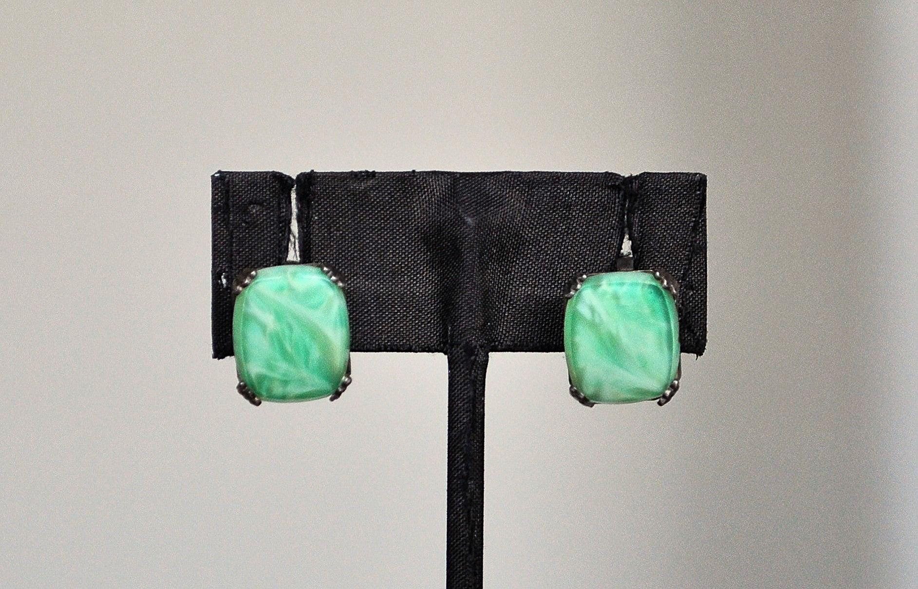 Sterling Silver Peridot Square Earrings - Stamped and Tested Sterling Silver - Peridot Square Earrings