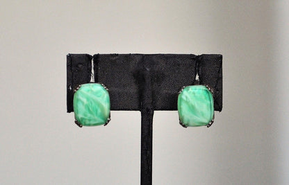 Sterling Silver Peridot Square Earrings - Stamped and Tested Sterling Silver - Peridot Square Earrings