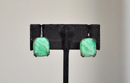 Sterling Silver Peridot Square Earrings - Stamped and Tested Sterling Silver - Peridot Square Earrings