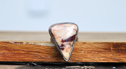 Sterling Silver American Jasper Ring - Size 7.5 - Stamped and Tested Sterling Silver - Triangular Shaped Jasper Stone Ring