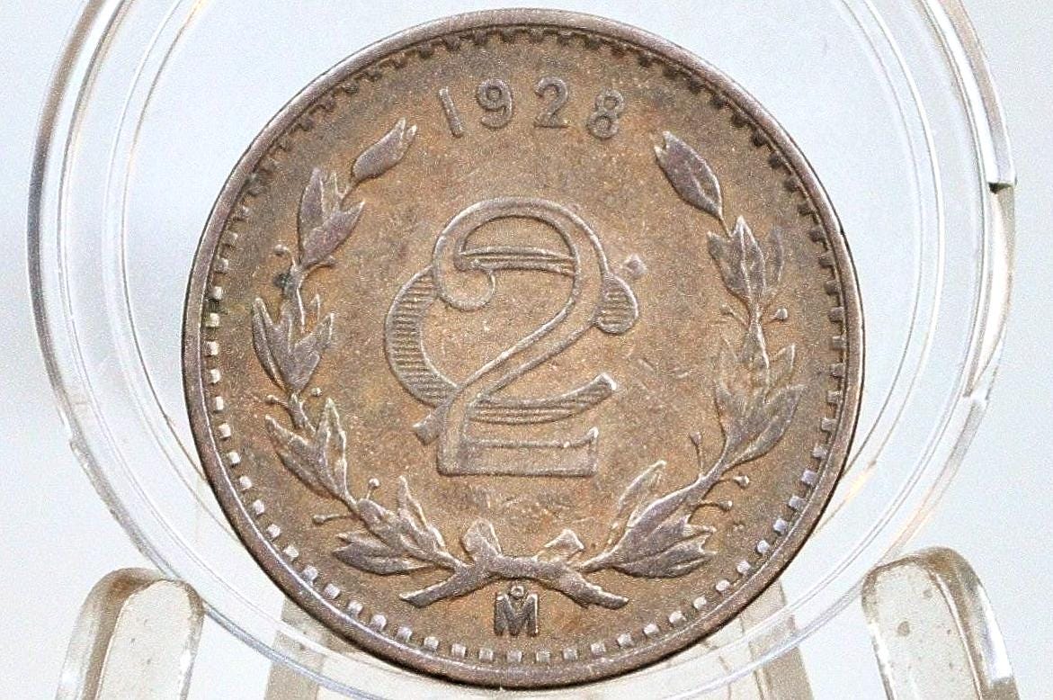 1928 Mexican 2 Centavos - F/VF Condition - Mexico City Mint - Mexican Republic Coins -